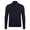 Paul James Knitwear Blue Mens Ultra Fine Cotton Mock Turtle Neck Spencer Jumper - Navy In Blue