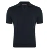 Paul James Knitwear Blue Mens Ultra Fine Cotton Riley Selection Knit Buttonless Polo Shirt - Navy