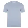Paul James Knitwear Blue / White Mens Ultra-fine Cotton Hugo Knitted T-shirt - Chalk Blue In Blue/white