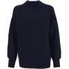 Paul James Knitwear Blue Women's Pure Cotton High Neck Tamie Raglan Jumper - Navy In Blue