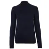 Paul James Knitwear Blue Women's Pure Extra Fine Merino Wool High Neck Hayley Jumper - Navy In Blue