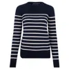 Paul James Knitwear Blue Women's Ultra-fine Cotton Breton Tavia Crew Neck Jumper - Navy In Blue