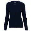 Paul James Knitwear Blue Womens Cotton Crew Neck Taylor Cable Jumper - Navy In Blue