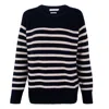Paul James Knitwear Blue Womens Cotton Ribbed Breton Tiana Jumper - Navy In Blue