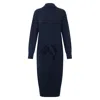 Paul James Knitwear Blue Womens Lightweight Cecelia Cotton Mock Neck Dress - Navy In Blue