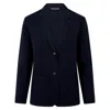 Paul James Knitwear Blue Womens Midweight Cotton Tara Relaxed Fit Knitted Blazer - Navy In Blue