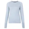 Paul James Knitwear Blue Womens Midweight Merino Activewear Training Eos Top - Duck Egg In Blue
