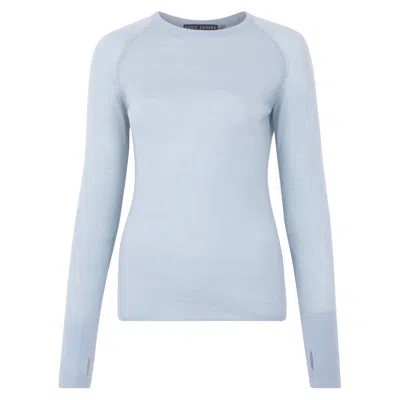 Paul James Knitwear Blue Womens Midweight Merino Activewear Training Eos Top - Duck Egg