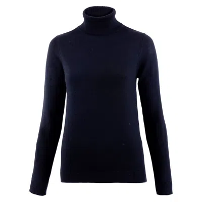 Paul James Knitwear Blue Womens Pure Harriet Extra Fine Merino Wool Roll Neck Jumper - Navy