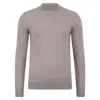 Paul James Knitwear Brown Mens Extra Fine Merino Marco Narrow Mock Turtleneck Jumper - Barley In Brown