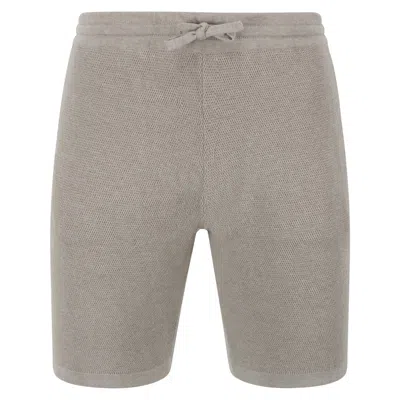 Paul James Knitwear Brown Mens Heavyweight Cotton Aglio Textured Shorts - Fawn