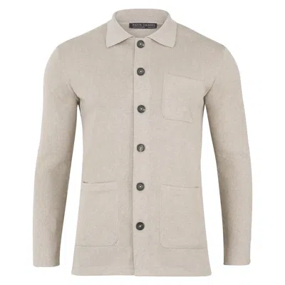 Paul James Knitwear Brown Mens Midweight Cotton Work Benjamin Shirt - Fawn