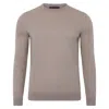 Paul James Knitwear Brown Mens Superfine Matteo Merino Silk Crew Neck Jumper - Taupe In Brown