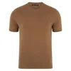 Paul James Knitwear Brown Mens Ultra Fine Cotton Hudson High V Neck Knitted T-shirt - Camel In Brown