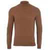 Paul James Knitwear Brown Mens Ultra Fine Cotton Mock Turtle Neck Spencer Jumper  - Camel In Brown