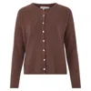 Paul James Knitwear Brown Womens Midweight 100% Lambswool Crew Neck Leona Cardigan - Tobacco In Brown