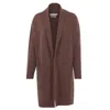 Paul James Knitwear Brown Womens Pure Lambswool Long Line Liberty Cardigan With Pockets - Tobacco In Brown
