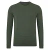 Paul James Knitwear Green Mens Extra Fine Merino Wool Callington Crew Neck Jumper - Khaki In Green