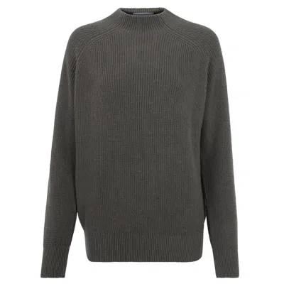 Paul James Knitwear Green Women's Pure Cotton High Neck Tamie Raglan Jumper - Khaki