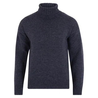 Paul James Knitwear Grey Mens British Wool Walter Submariner Roll Neck Jumper - Charcoal