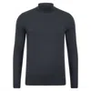 Paul James Knitwear Grey Mens Extra Fine Merino Wool Mock Turtleneck Shaw Jumper - Charcoal In Grey