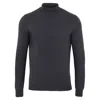 Paul James Knitwear Grey Mens Ultra Fine Cotton Mock Turtle Neck Spencer Jumper - Anthracite In Grey