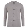 Paul James Knitwear Grey / Neutrals Mens Extra Fine Merino Wool Alonzo Knitted Nehru Jacket - Stoney