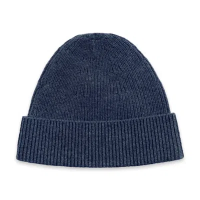 Paul James Knitwear Men's Blue Lightweight Merino Cashmere Beauline Beanie - Denim