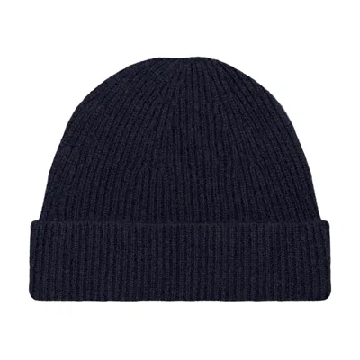 Paul James Knitwear Men's Blue Lightweight Merino Cashmere Beauline Beanie - Submarine