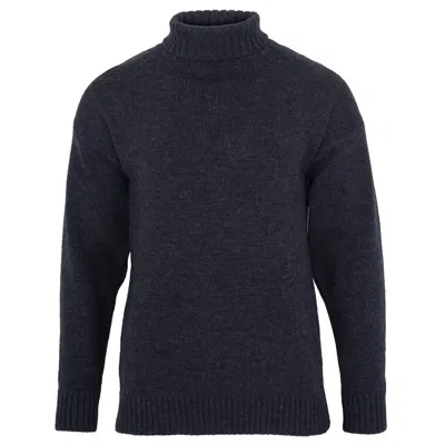 Paul James Knitwear Men's Grey Modern Submariner Porter Roll Neck Merino Wool Jumper - Charcoal