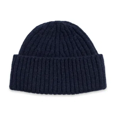 Paul James Knitwear Men's Midweight Lambswool Polperro Fisherman Beanie - Oxford Blue
