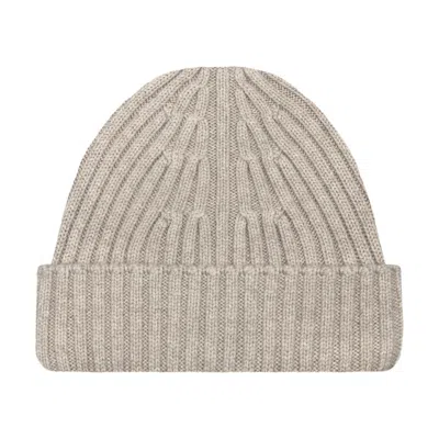 Paul James Knitwear Men's Neutrals Heavyweight Merino Cashmere Tiberius Ribbed Beanie - Beige