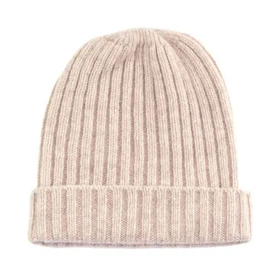 Paul James Knitwear Men's Neutrals Unisex Lambswool Ribbed Beanie - Linen