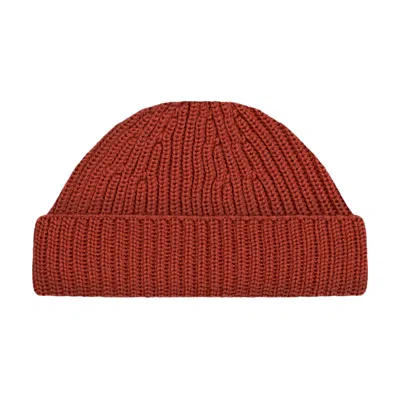 Paul James Knitwear Men's Red Heavyweight Extra Fine Merino Craster Fisherman Beanie - Spice