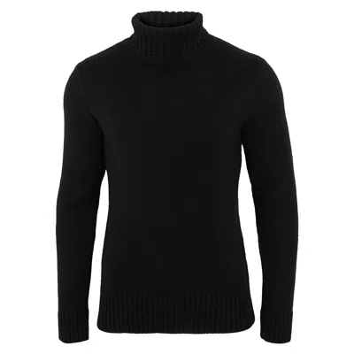 Paul James Knitwear Men's The Fitted Submariner Lloyd Roll Neck Merino Wool Jumper - Black