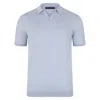 Paul James Knitwear Men's Ultra Fine Cotton Nathan Buttonless Polo Shirt  - Chalk Blue In Blue