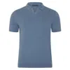 Paul James Knitwear Men's Ultra Fine Cotton Nathan Buttonless Polo Shirt - Denim Blue