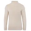 Paul James Knitwear Men's White The Fitted Submariner Lloyd Roll Neck Merino Wool Jumper - Ecru In White