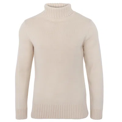 Paul James Knitwear Men's White The Fitted Submariner Lloyd Roll Neck Merino Wool Jumper - Ecru