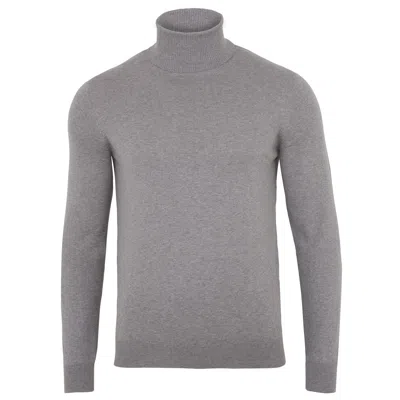Paul James Knitwear Mens 100% Ultra Fine Cotton Atwood Roll Neck Jumper - Ash Grey