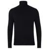 Paul James Knitwear Mens 100% Ultra Fine Cotton Atwood Roll Neck Jumper - Black In Black