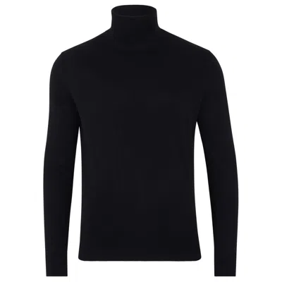 Paul James Knitwear Mens 100% Ultra Fine Cotton Atwood Roll Neck Jumper - Black