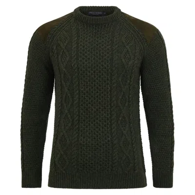 Paul James Knitwear Mens Chunky Merino Wool Archie Shooting Jumper - Green Melange