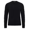 Paul James Knitwear Mens Chunky Merino Wool Cameron Cable Jumper - Black Melange In Black