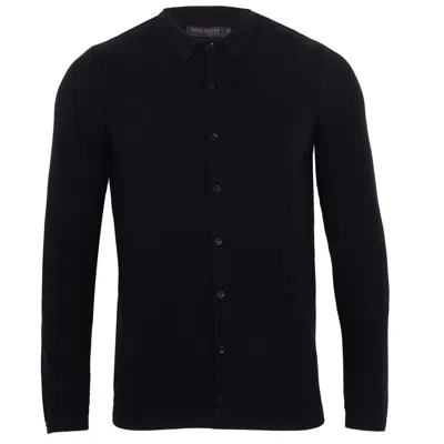 Paul James Knitwear Mens Cotton Arthur Knitted Shirt - Black