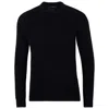 Paul James Knitwear Mens Cotton Clark Fisherman Rib Knit Jumper - Black In Black