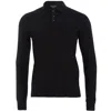 Paul James Knitwear Mens Cotton Hall Long Sleeve Knitted Polo Shirt - Black In Black