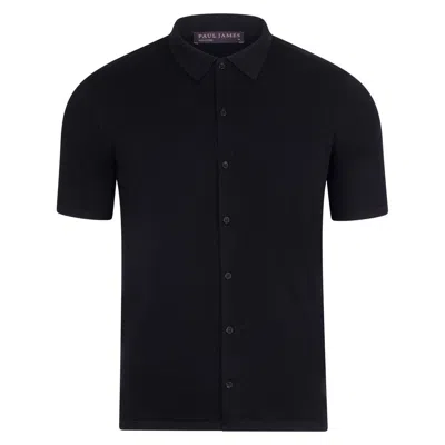 Paul James Knitwear Mens Cotton Short Sleeve Marshall Shirt - Black