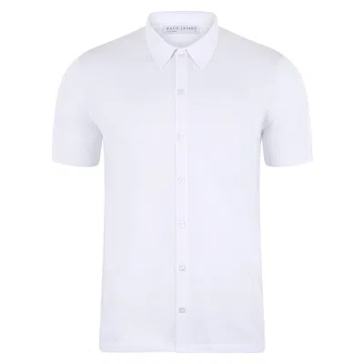 Paul James Knitwear Mens Cotton Short Sleeve Marshall Shirt - White