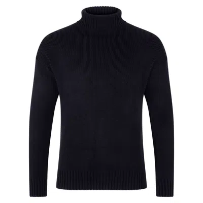 Paul James Knitwear Mens Cotton Submariner Roll Neck Arthur Jumper - Black